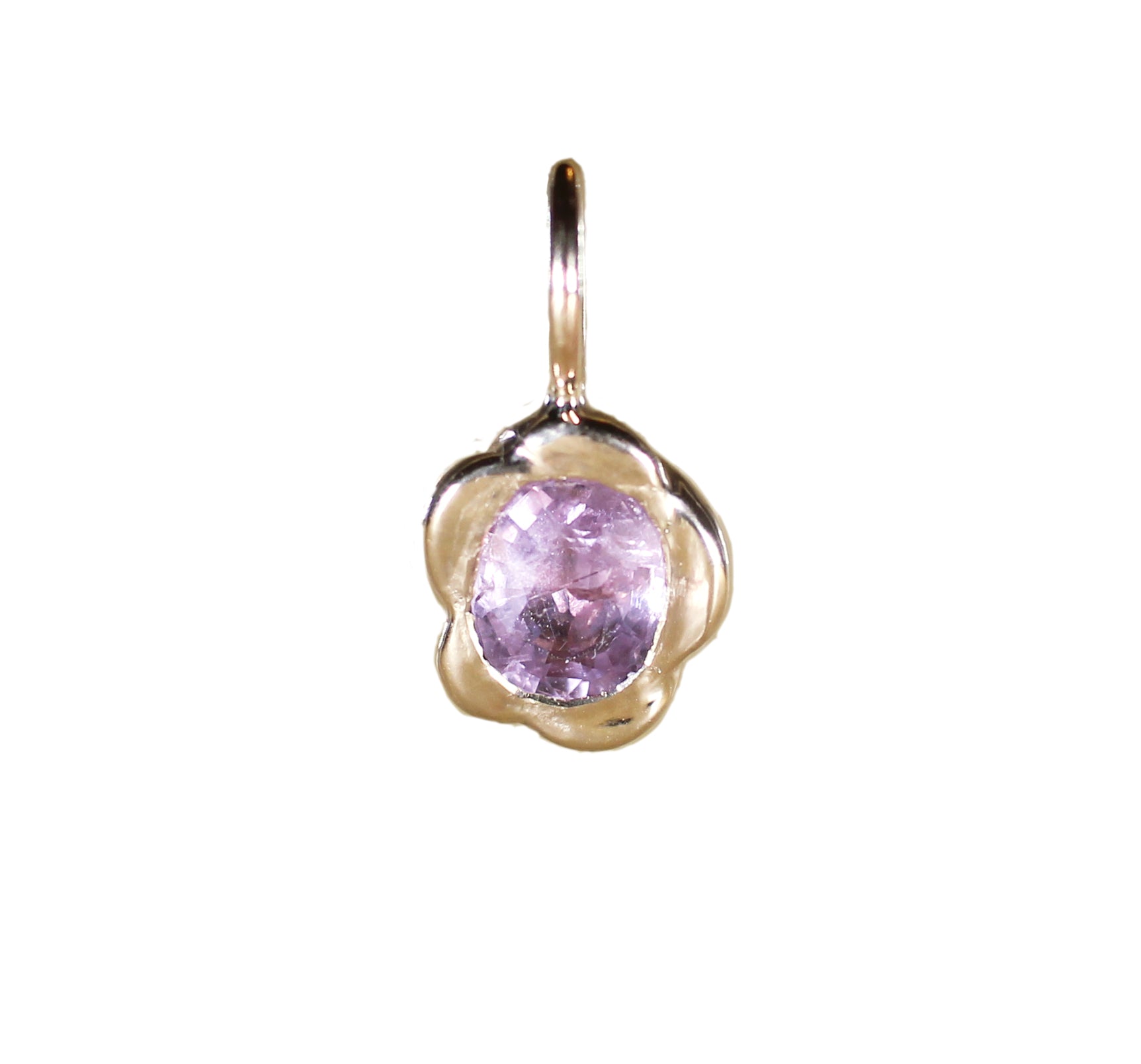 twisty croissant charm, 14k pink sapphire