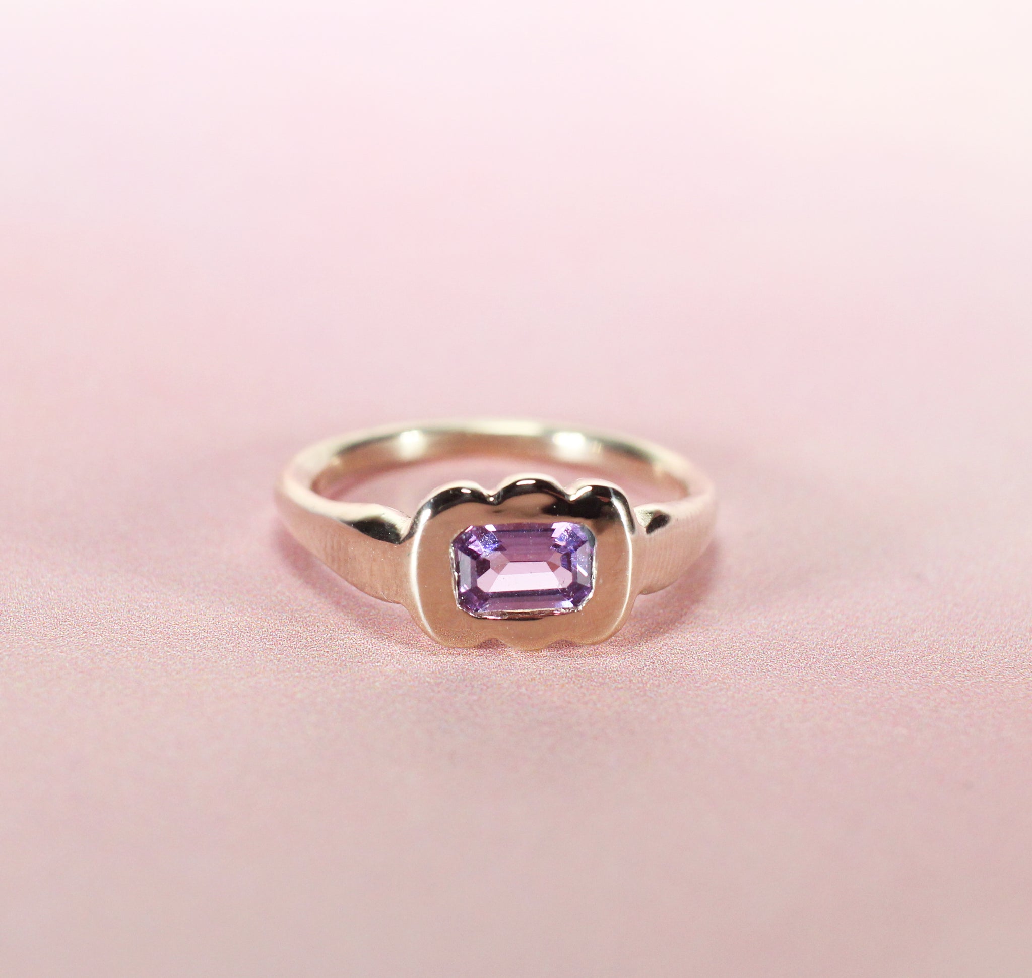 sapphire scallop ring, pink + purple edition