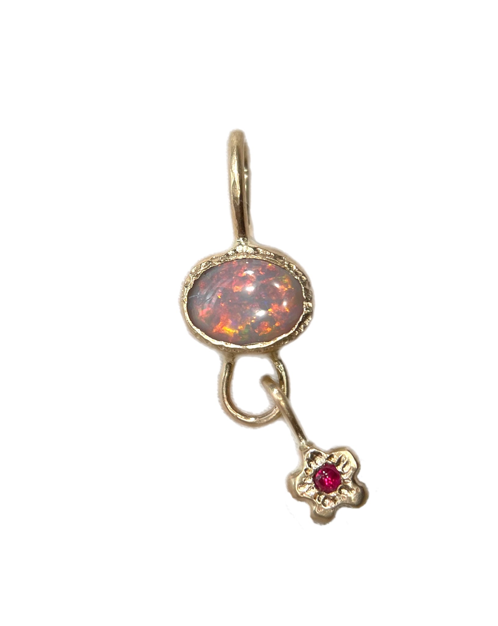 opal and ruby dangle pendant