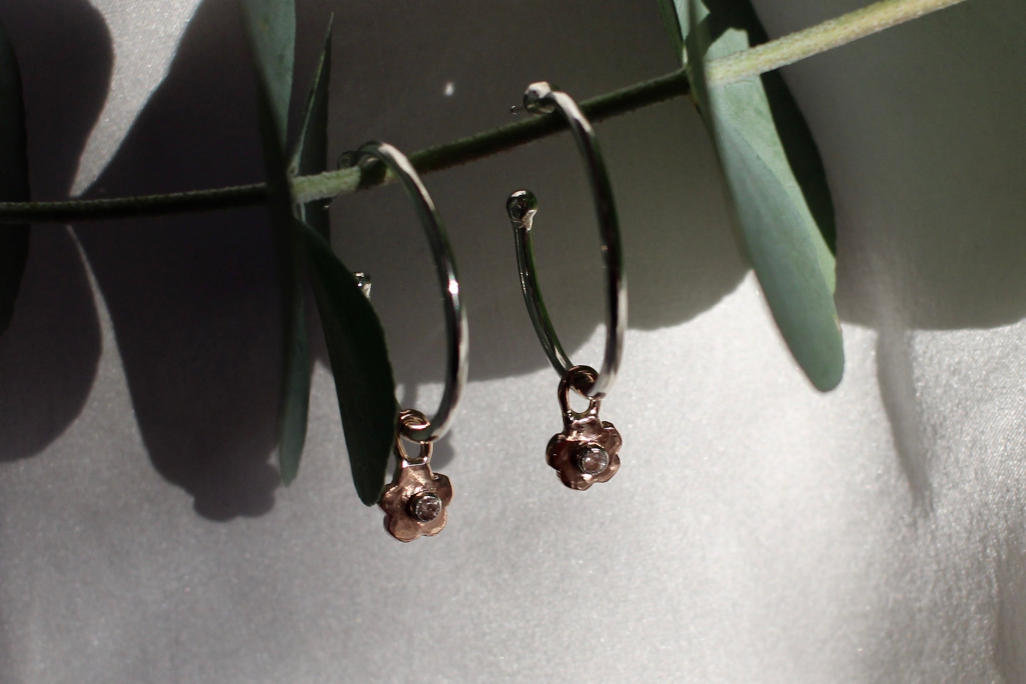 flower charm hoops