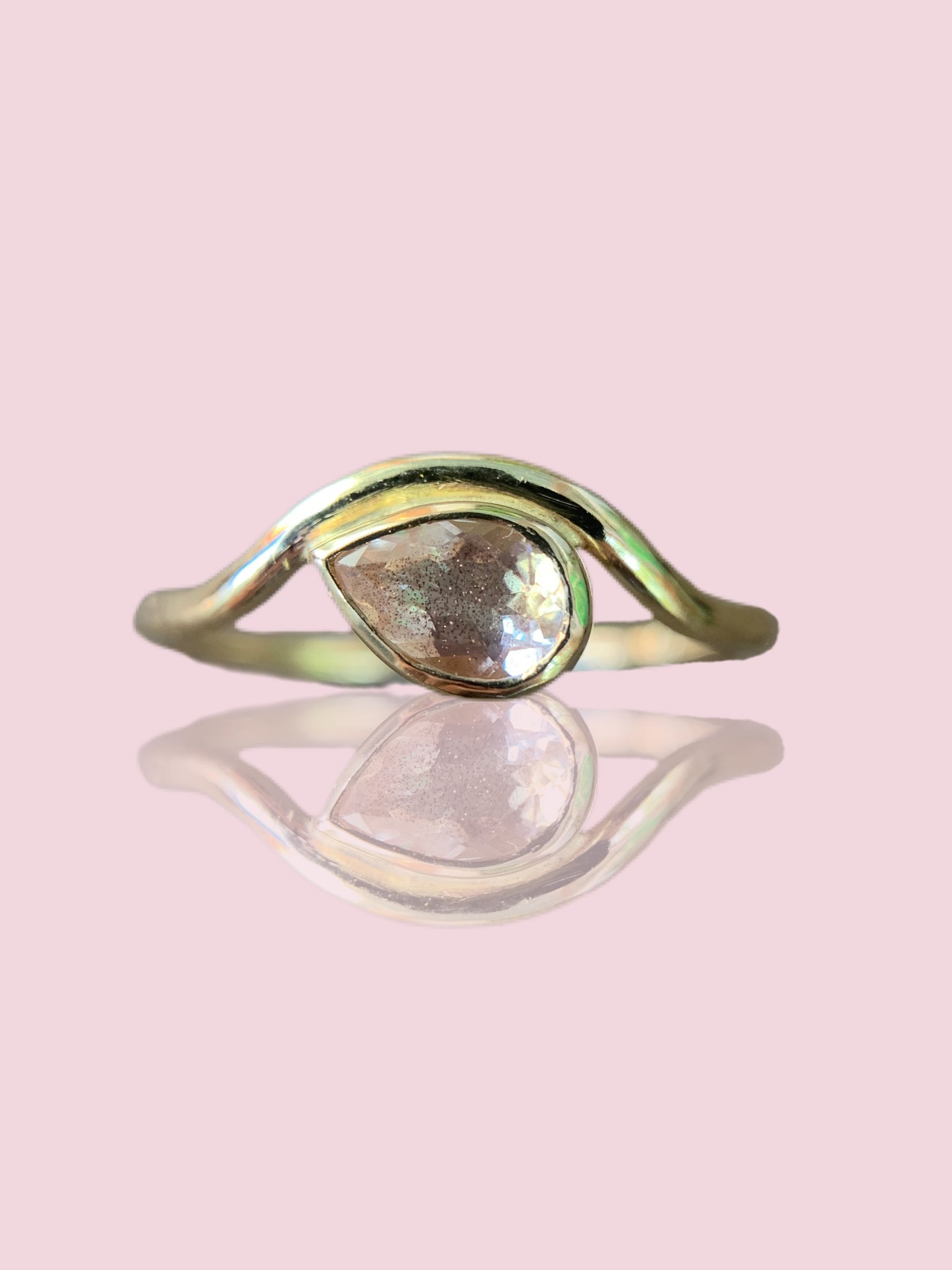 pear Oregon sunstone arc ring